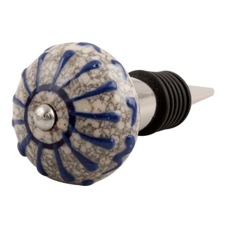 Blue Wheel Crackle Ceramic Wine Stopper